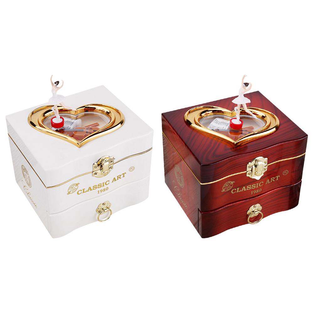 Classic Rotating Dancer Ballerina Piano Music Box Clockwork Plastic Jewelry Box Girls Hand Crank Music Mechanism Jewelry Boxes