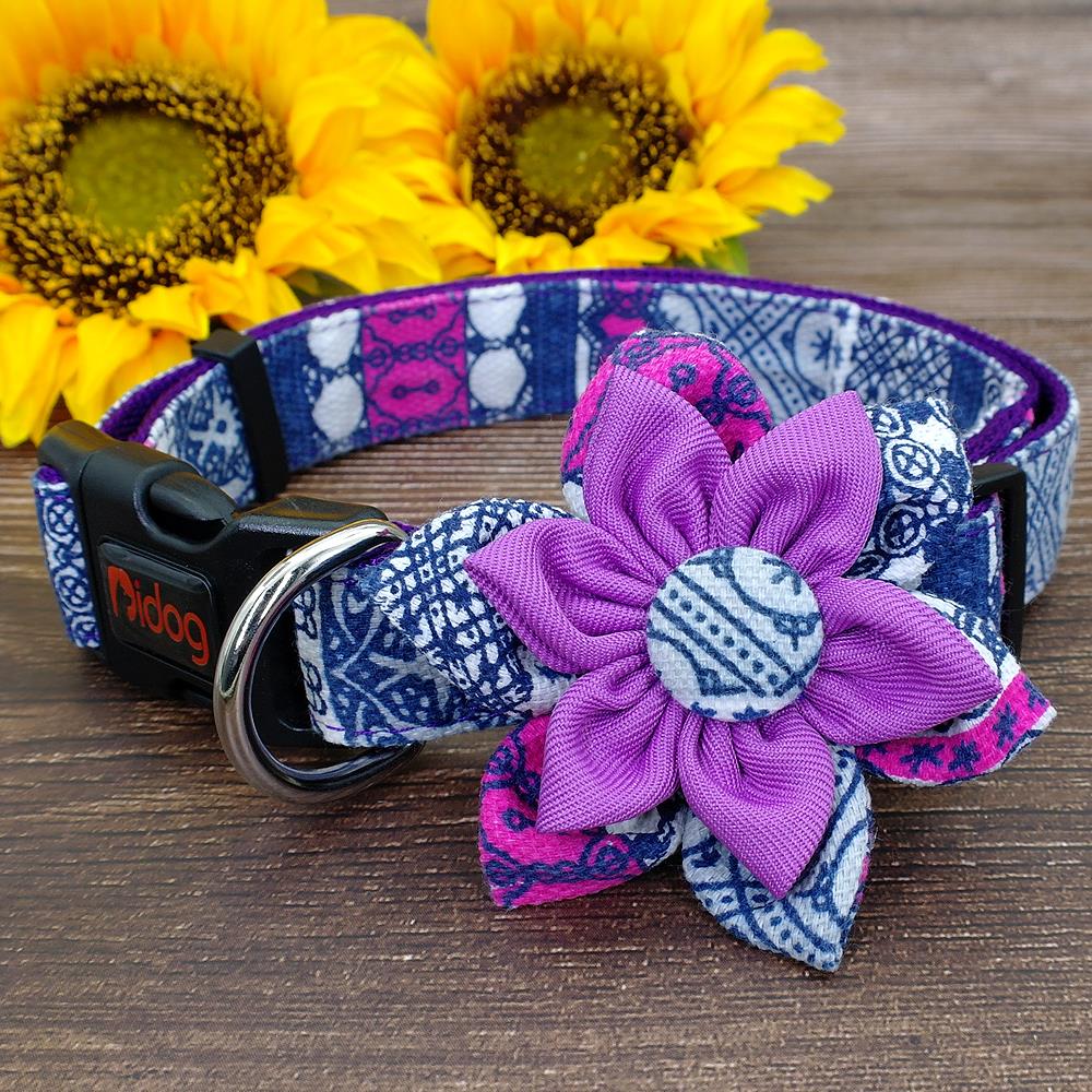 Cute Dog Collar Adjustable Pet Chihuahua Puppy Collar Printed Dog Accessories For Small Medium Large Dogs Pug Beagle Petshop M L: Purple  / L