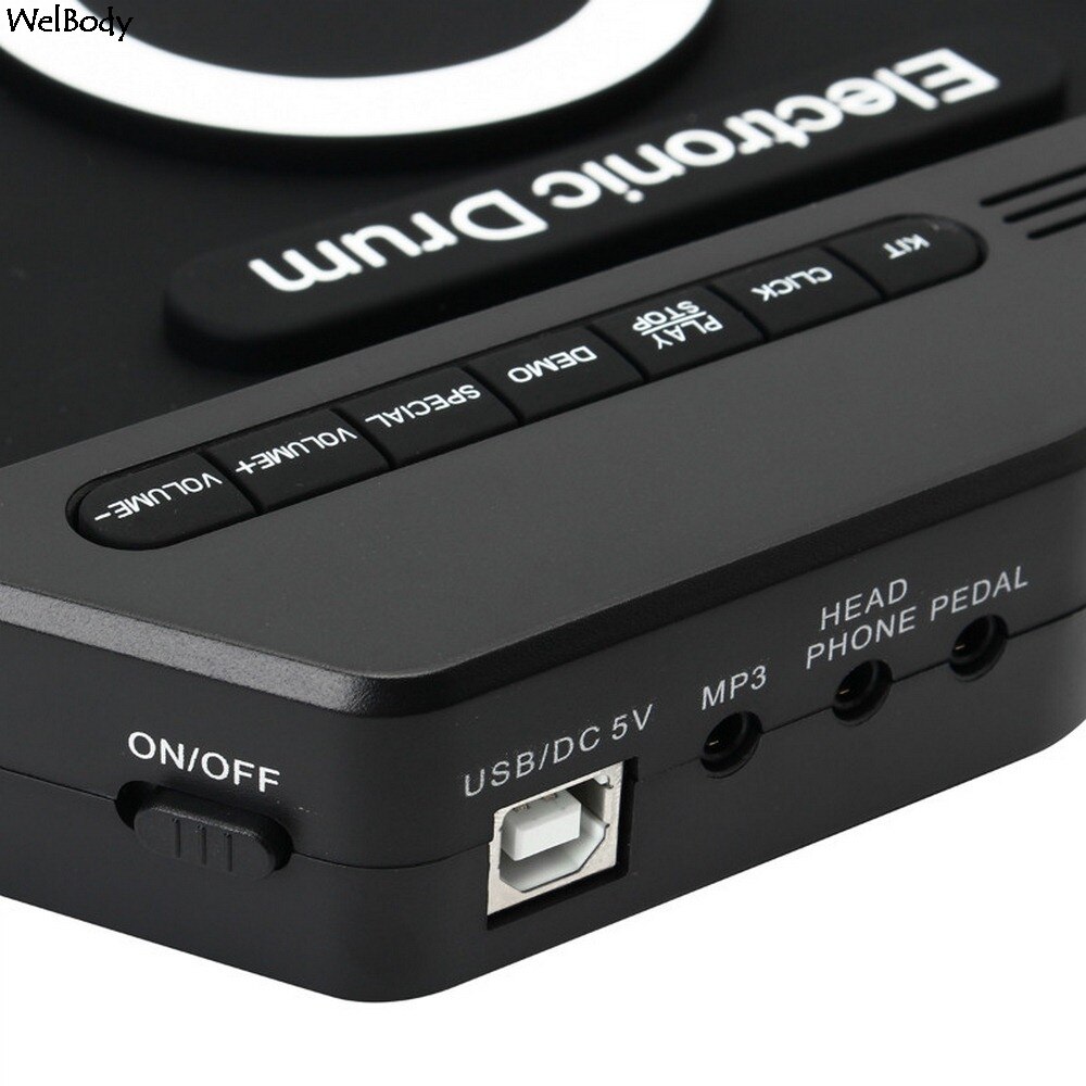 Portable Electronic Drum Digital USB 7 Pads Roll Up Drum Set Silicone Electric Drum Pad Kit With DrumSticks Foot Pedal