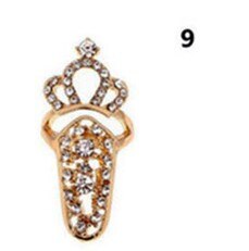 Trendy krone finger negle ringe til kvinder pige dame justerbar åbning ring fingernegl beskyttende kvindelige smykker: 9