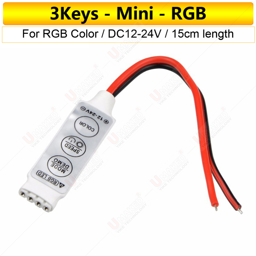 1pc RGB Dimmer 3Keys Controller DC12V 24V Mini LED Strip RGB Color For SMD 3528/5050/5730/5630/3014 LED Strip Lights DC 12-24V: Beige
