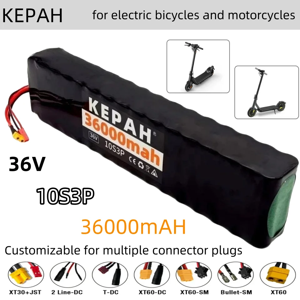 Batteria al litio 36V 36ah 18650 10s3p 36000mah 1000w 42V scooter elettrico m365 batteria di alimentazione con batteria