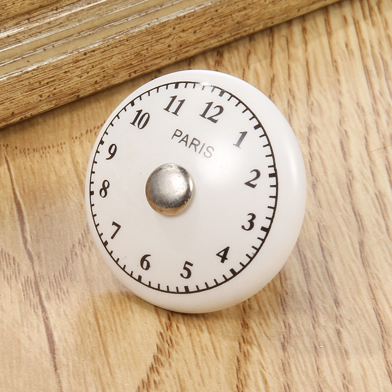 1PC White Print Ceramic Handles Drawer Knobs Cupboard Door Handles Single Hole Cabinet Handles With Screws Furniture Handle: digital