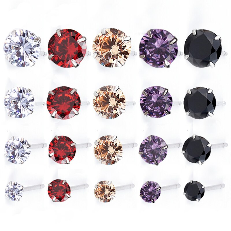 S925 Sterling Ohrringe Pins Kristall Strass 3 4 5 6mm Frauen Klassische Stud Ohrringe Silber Farbe zirkonia perlen Ohrring mädchen