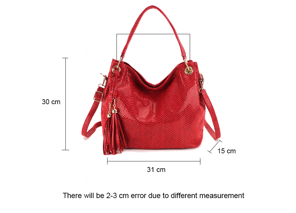 Gold Tassel Women Bags Vintage Hobo Bag Female Red Leather Handbags Large Ladies Shoulder Bags Crossbody Bags for Women 2022