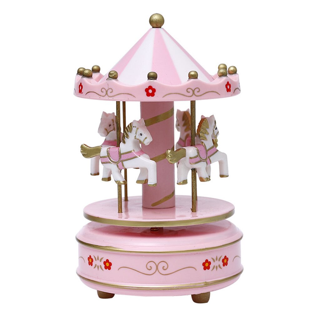 Romantic Carousel Horse Music Box Toy Artistic Wooden Carousel Music Boxes SMD66: Color 2
