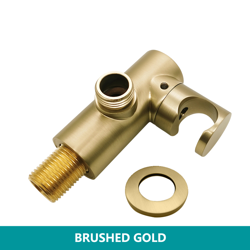 Brushed Gold Hand Shower System Set with Wall Mounted Concealed Tap Faucet Mixer Round and Square and Cold Bathroom Fixture: Round Holder outlet