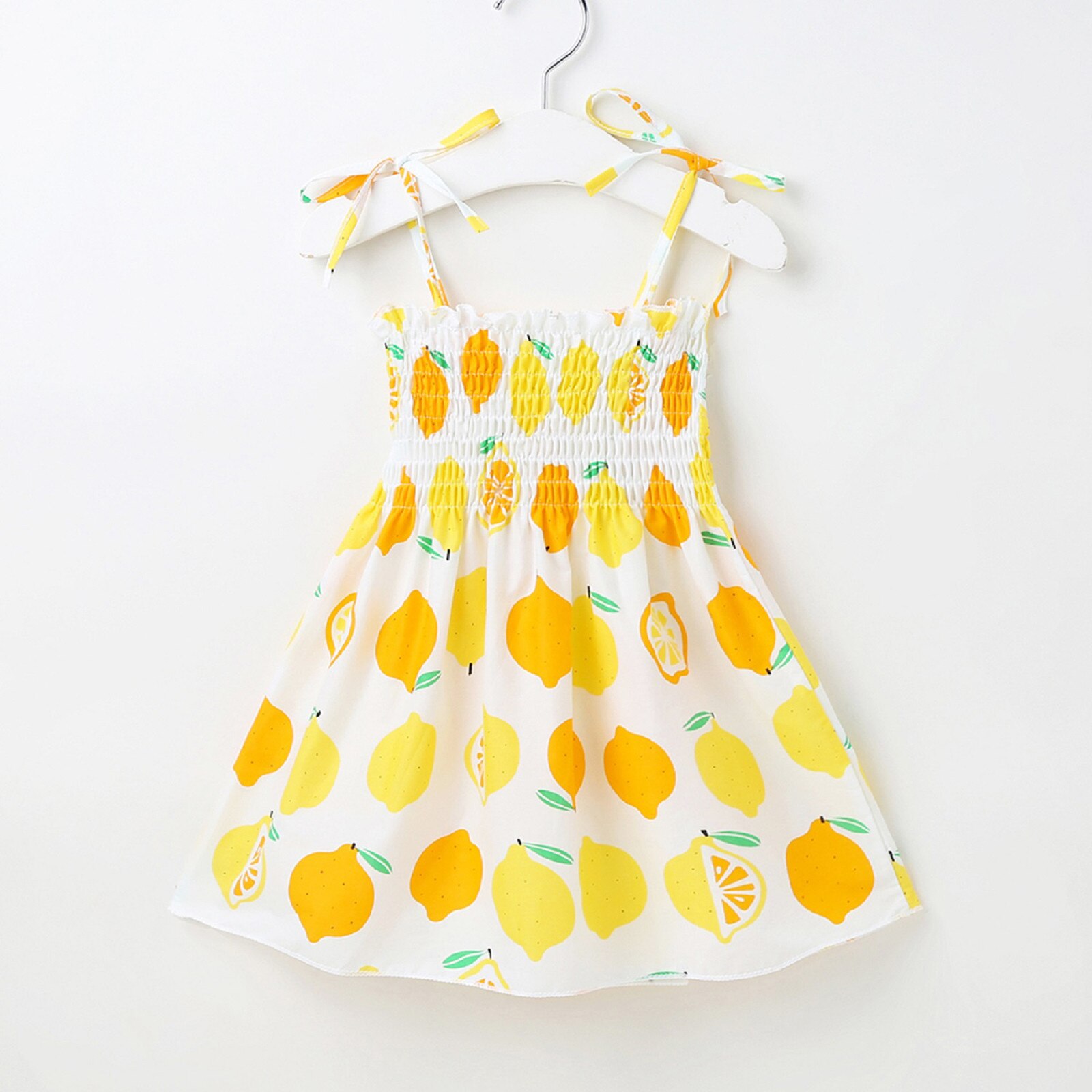 Toddler Baby Kids Girls Clothes Summer Dress Suspenders Lemon Print Summer Beach Dress Casual Clothes Children's Clothing