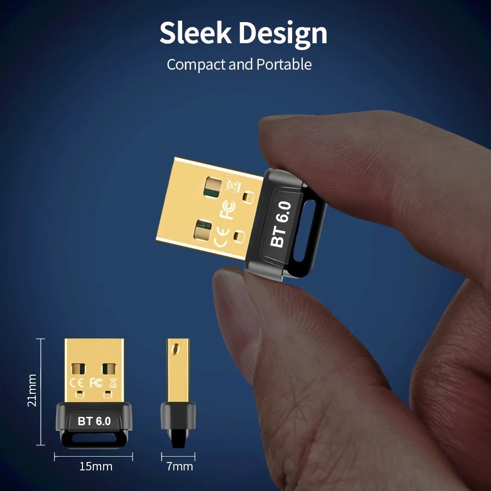 Adattatore bluetooth usb adattatore dongle bluetooth 6.0 per pc windows 11/10/8.1 ricevitore e trasmettitore bluetooth per tastiera e mouse