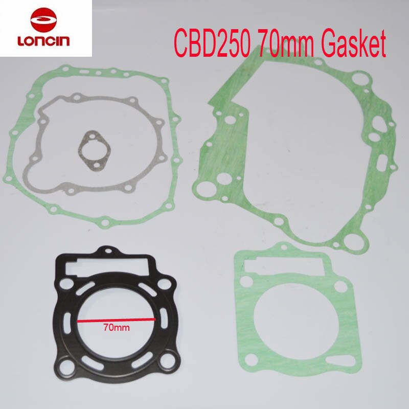 Loncin-Junta de motor de aire refrigerado por agua, junta de 250cc zongshen cb250, kayo dirt bike atv quad 69mm 70mm 65,5mm,