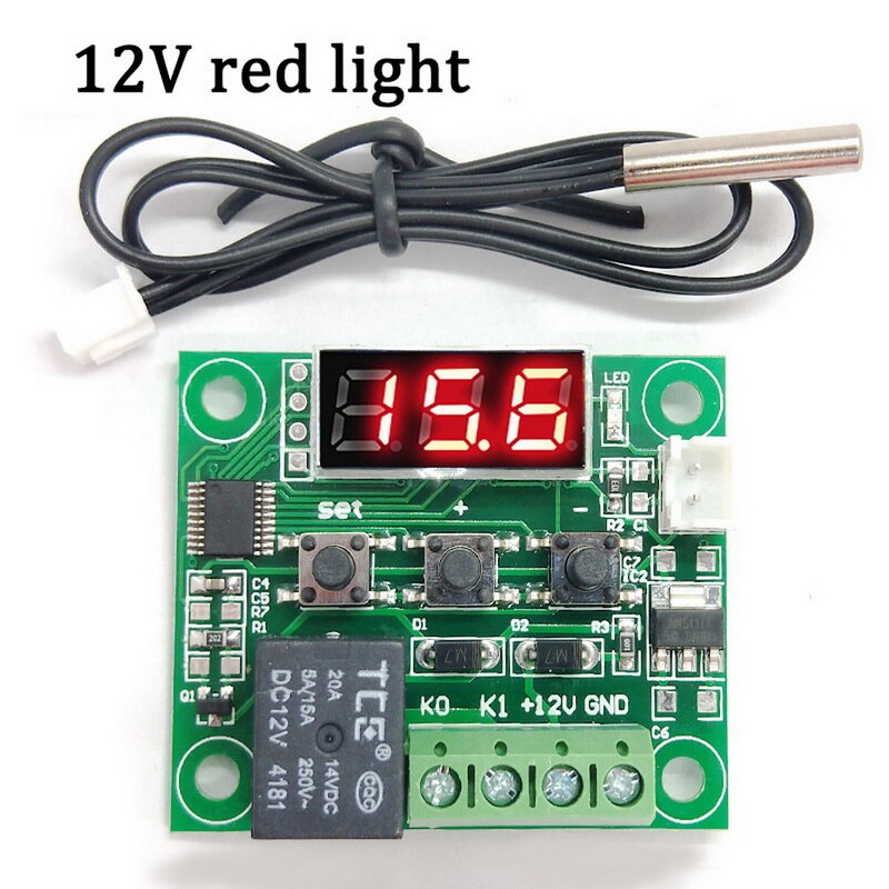 Digital Temperature Controller Thermostat Thermoregulator incubator Relay LED 10A Heating Cooling STC-1000 12V 24V 220V: W1209 12V 48x40mm