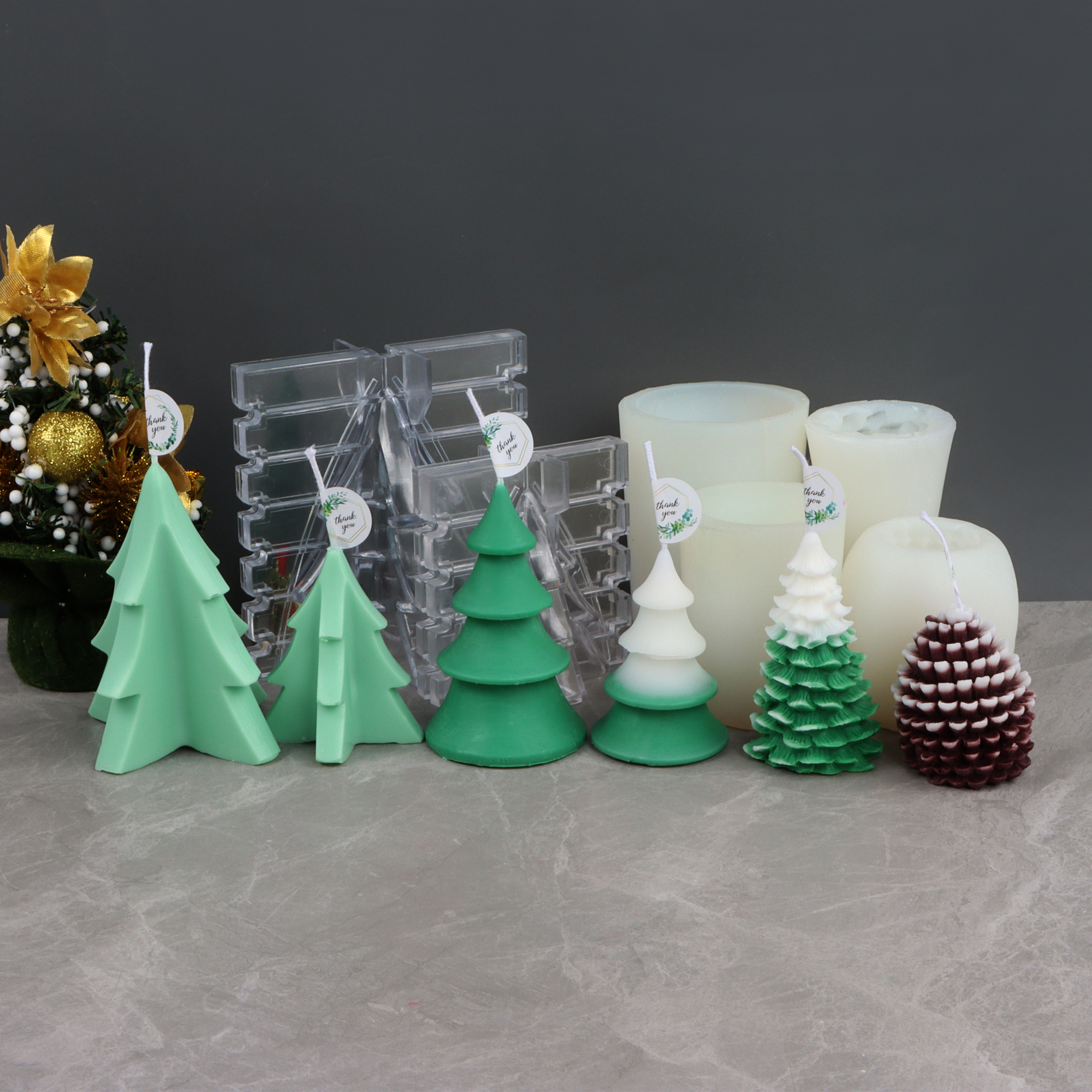 Stampi per candele in pino di natale in Silicone 3D per la festa di natale Dessert al cioccolato decorazione per torta fondente Aroma sapone stampo