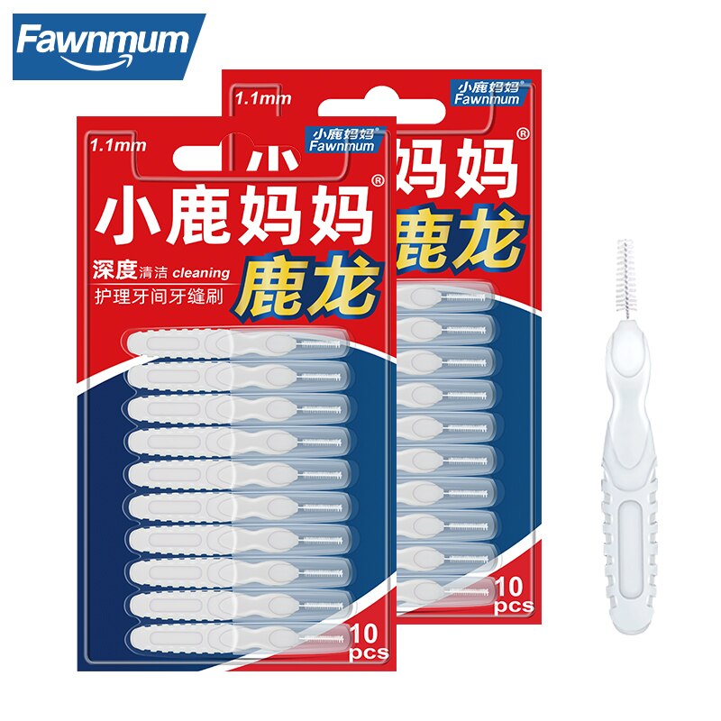 Fawnmum 2x10Pcs Interdental brush Oral Care Toothpick Dental Clean Teeth gap Teeth Orthodontic I shape Tooth Brush Product: 20Pcs 1.1mm White