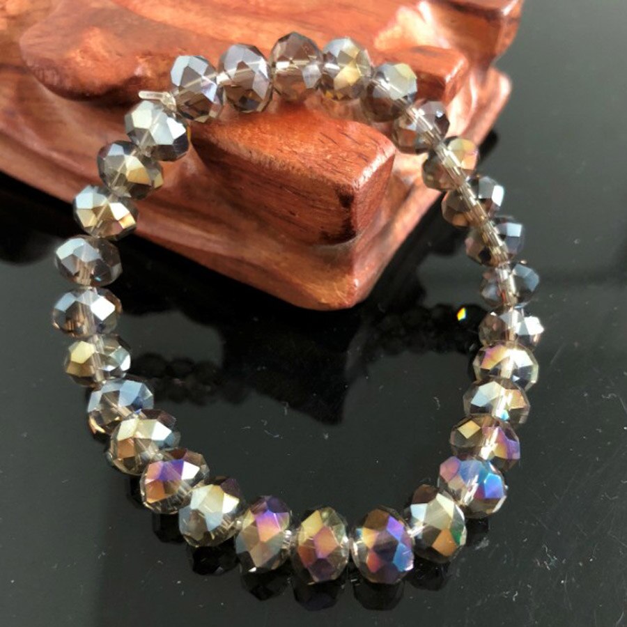 Charme Handgemachte frauen 8mm Strass Glas Kristall Perlen Runde Perlen strecken-Armbinde Femme Armreif Armbänder Mädchen wickeln Schmuck: HT8M8 8mm AB Violett