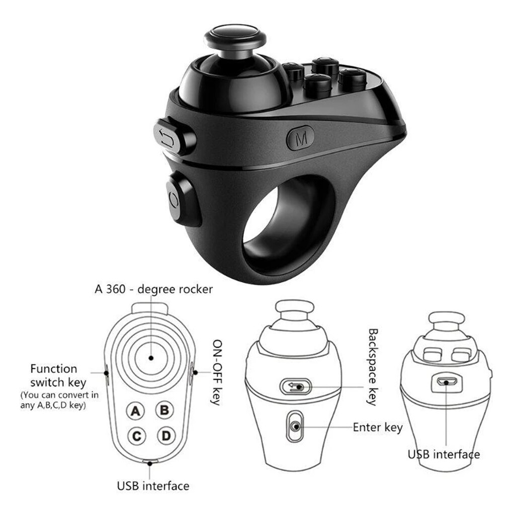 R1 Ring Bluetooth-compatible 4.0 VR Controller for lOS for Android Wireless Gamepad Joystick Gaming Remote Control
