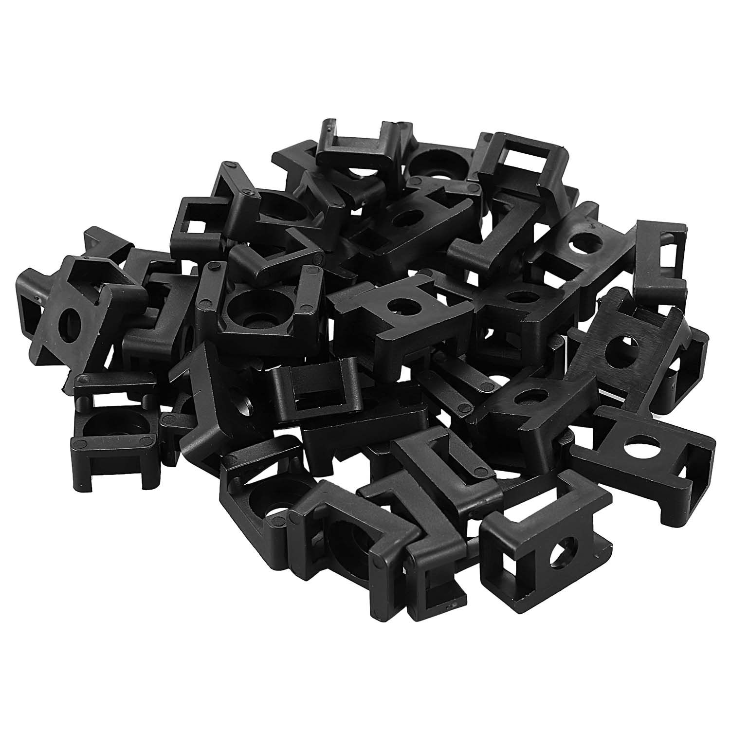 Plastic Wire Cable Zip Tie Screw Fixing Mount Base Holder 40pcs Black