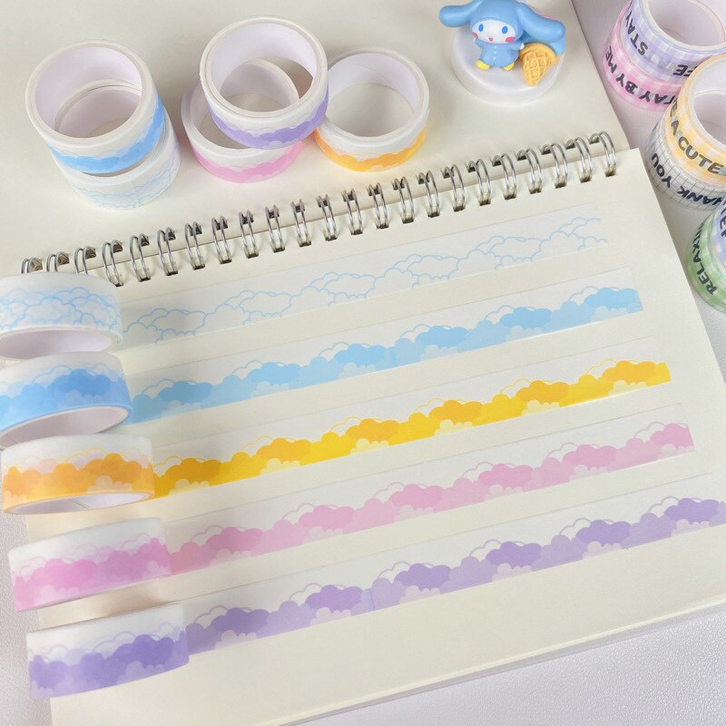 Leuke Gekleurde Wolken Washi Tape Kaart Envelop Afdichting Sticker Kpop Briefpapier Kinderen Diy Masking Decoratieve Tape 3M