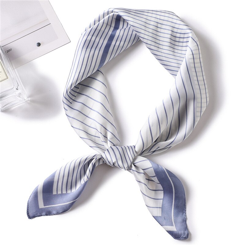 Silkeskjerf firkantet dame hår tørkle sjal og omslag kvinner skjerf liten størrelse kontor kvinne print hals foulard: Fj26 cowboy blå