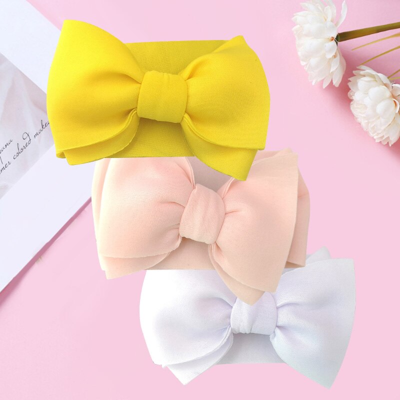 Turban à gros nœud pour bébé fille, bandeau large et doux, élastique pour -né, accessoires pour cheveux, , 3 pièces/ensemble: style G03