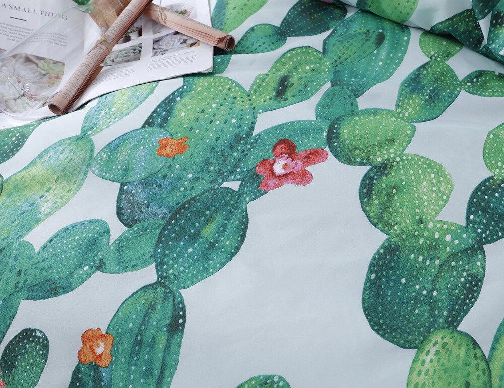 3d grønne planter todelt kaktus sengesæt eksplosioner akvarel blomst hjemme tekstil sengetøj sæt enkeltseng dynebetræk