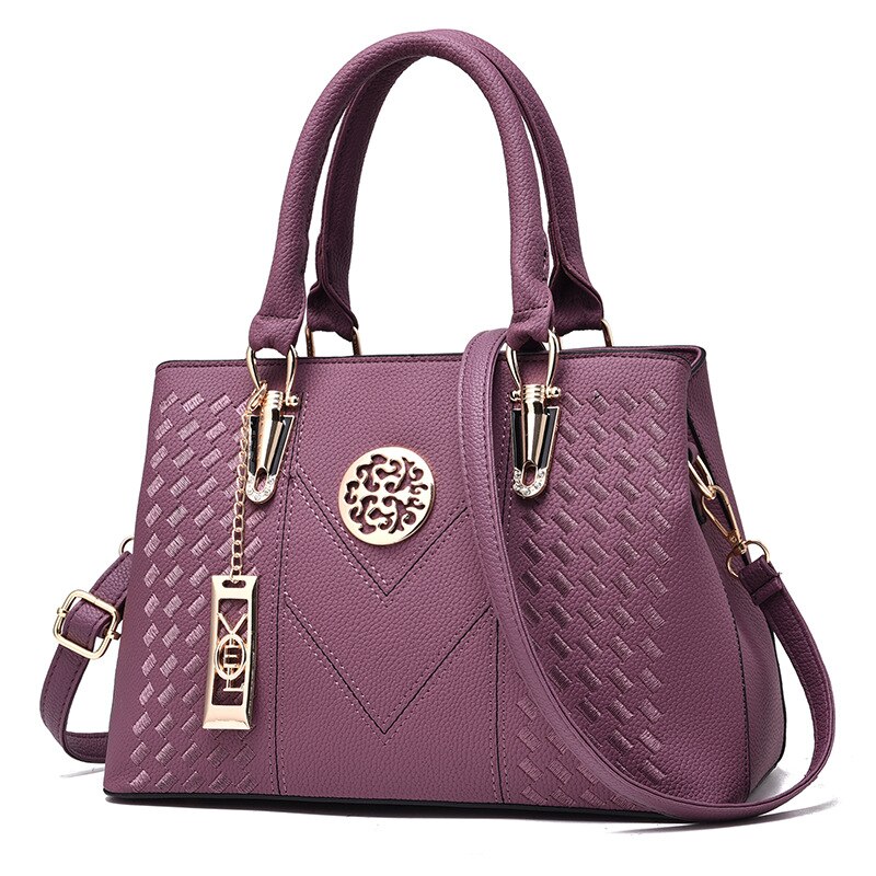 Luxe Handtassen Vrouwen Lederen Tassen Borduurwerk Messenger Bags Vrouwen Handtassen Tassen Voor Vrouwen Sac A Main Dames Tas: Purple