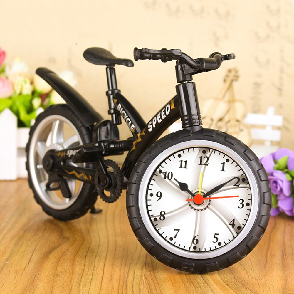 Miniatuur fiets in de vorm van een fiets, wekker met tijdweergave, decoratie voor studenten, wekker voor thuis, kantoor, horloge