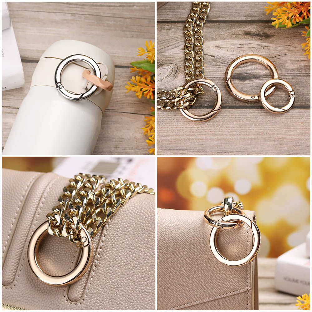 Black gold silver Round Push Trigger Snap Clasp Clip Carabiner Purses Handbags Bag Belt Buckle Spring O-Ring Buckles