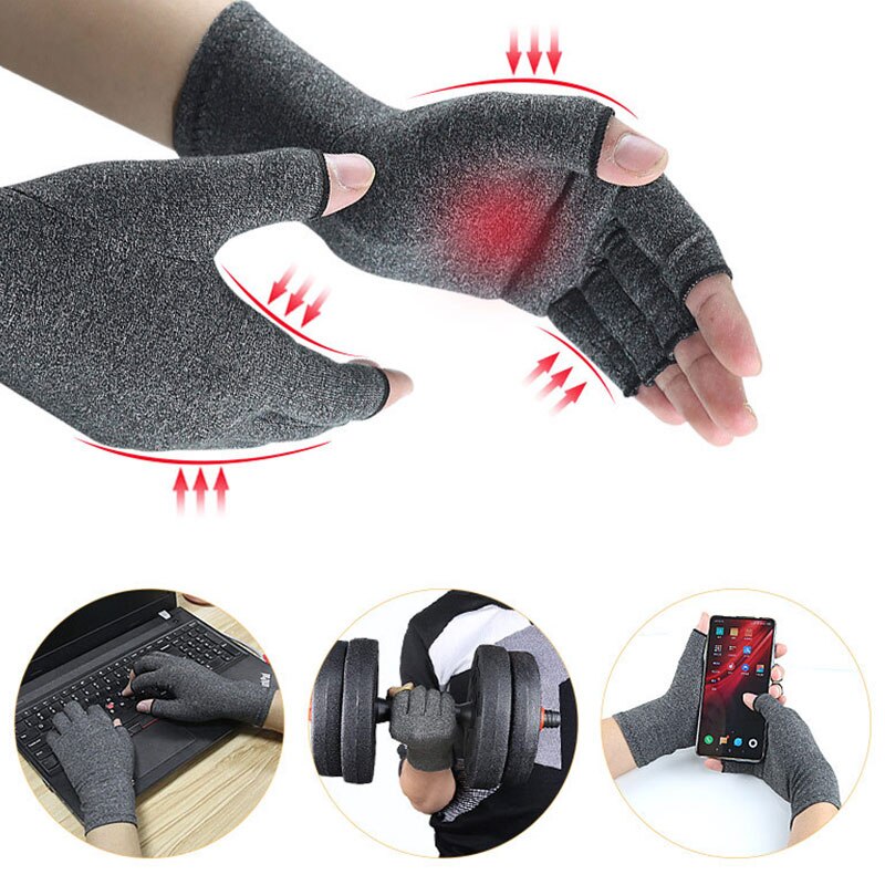 1 Pairs Anti Artritis Half-Vinger Handschoenen Unisex Compressie Beschermende Handschoenen Vingerloze Artritis Handschoenen Voor Vrouwen Mannen