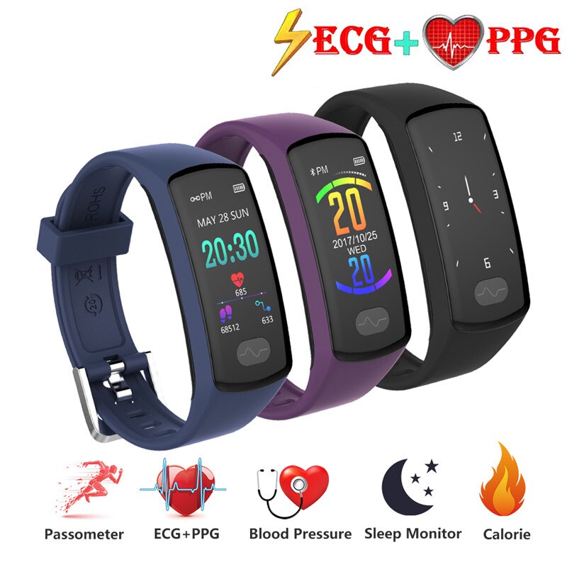 Ecg ppg  e07 smart band fitness tracker armband pulsmätare smarta armband för android ios smartphone smartband