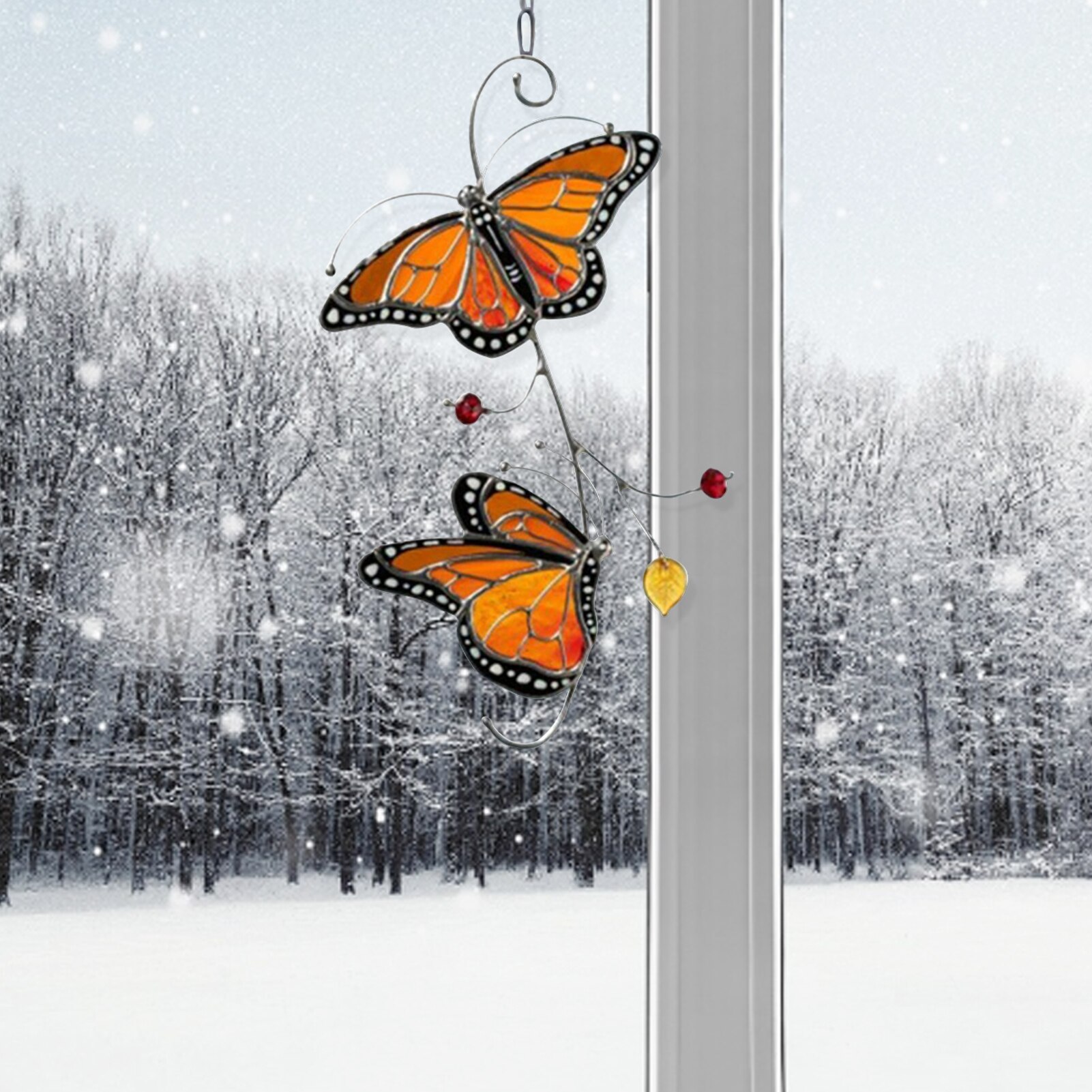 Decoración del hogar, mariposa monarca de Metal, exquisita decoración de ventanas, manualidades, colgador para colgar en la pared, suministros de decoración para