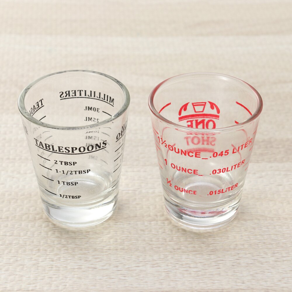 30ML Glass Measuring Cup Espresso Shot Glass Ounce Cup with Scale Kitchen Measure Tool Supplies (Black): As Shown
