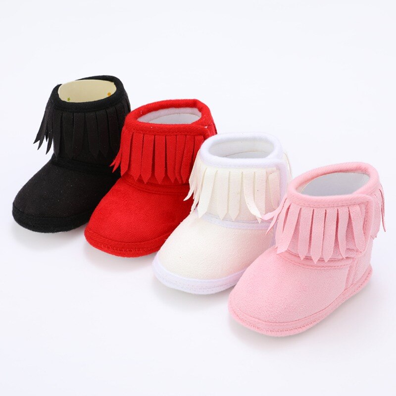 Recién Nacido bebé invierno flecos botas Niña recién nacido Color sólido borla Fondo suave nuevas botas de algodón 0-18M