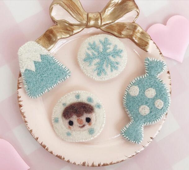 Kit de biscuits pour l'arbre de noël | Laine à aiguilles, feutre aiguille, broche de feutrage, artisanat brodé à la main, bricolage: Snow Meng Meng