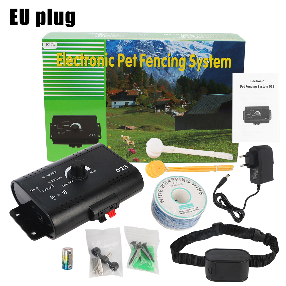 Sistema eletrônico Pet Cerca, colar do treinamento do cão de contenção, som chocado colarinho, cerca elétrica impermeável, Pet Acessórios: Preto