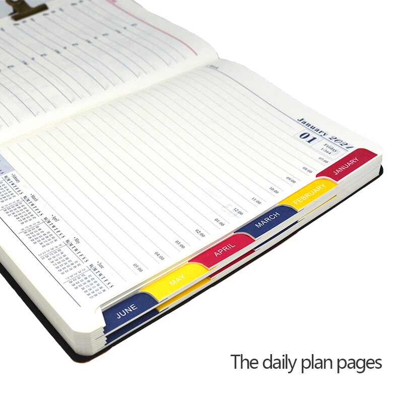 Agenda A5 Planner English language journal Leather soft cover School Notebook Stationary