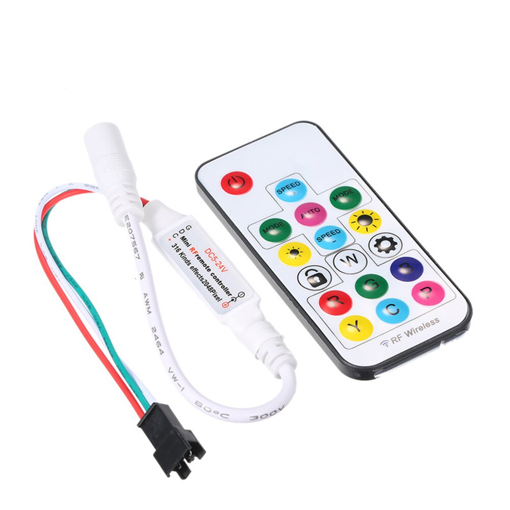 Led Strip Controller Mini Rf DC USB Connector 3key 14ky 17key Controller for Ws2811 Ws2812b Addressable Led Strip Light