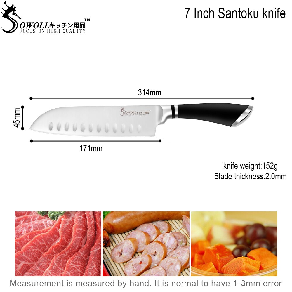 7 Inch Santoku Kitchen Knife Japanese Chef Knife Meat Cleaver Fish Salmon Fillet Sushi Knife Stainless Steel