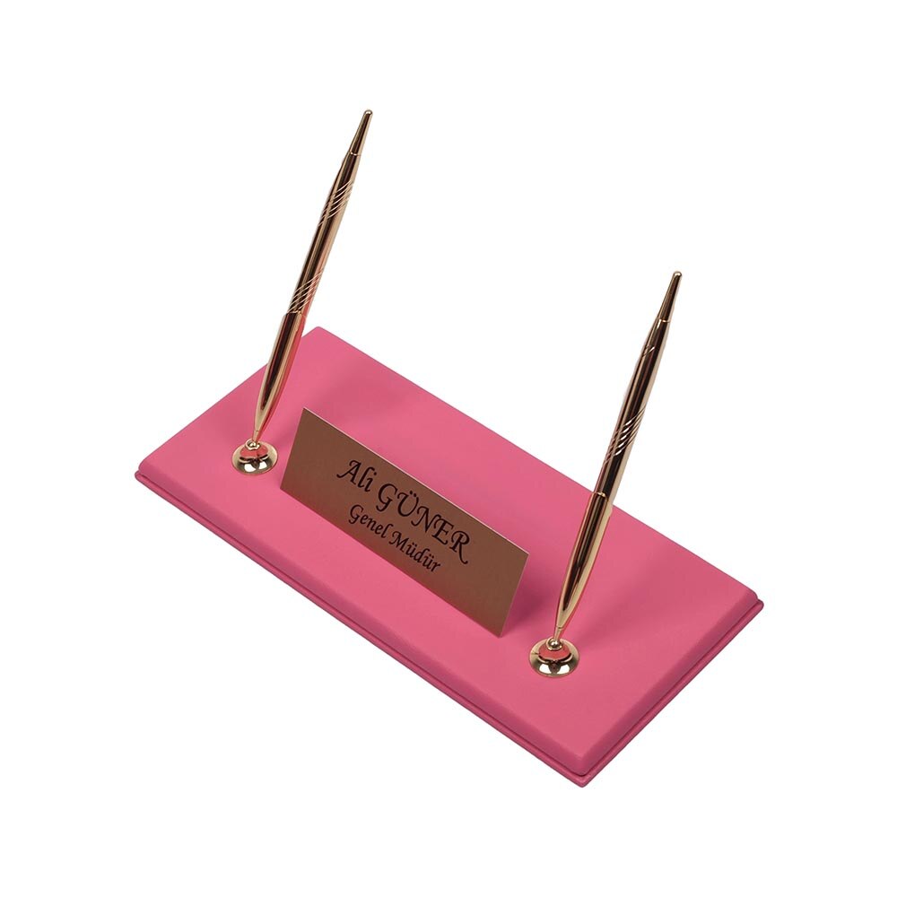 Läder pennsats bas (skrivbordsorganisatör, kontorstillbehör, skrivbordstillbehör, kontorsmaterial, kontorsorganisatör): Rosa