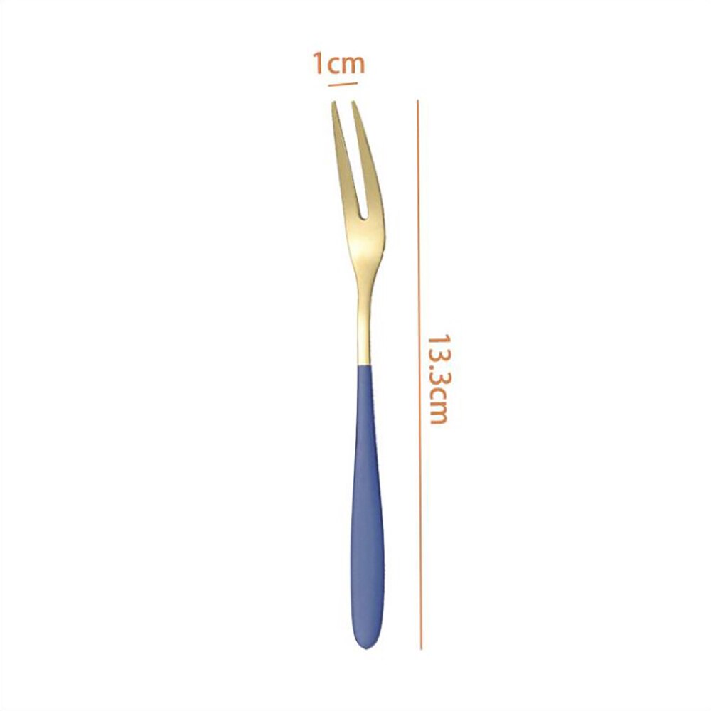 1 Tenedor de fruta original de acero inoxidable de para uso doméstico, postre de fruta, tenedor de pastel de Luna, tenedor de restaurante, tentempié, tenedor de postre: Blue