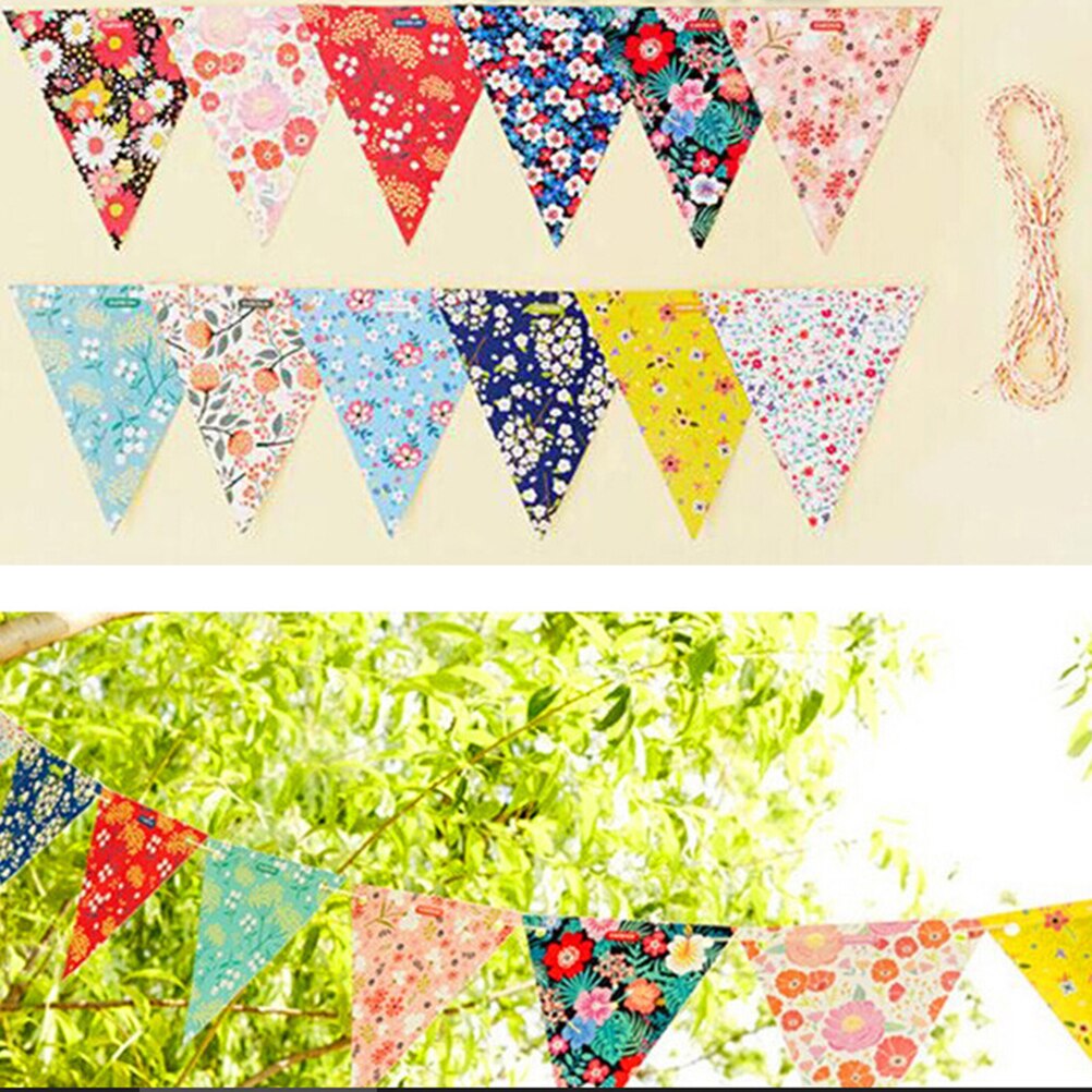 12 flaggor 120cm pappersbunting vimpel flagga banderoll girland för bröllop/födelsedag/babyshow fest dekorativt tillbehör blomflagga