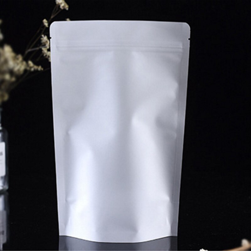 50pcs/lot White Aluminum Foil Self Sealed Packaging Bags Coffee Bean Baking Food Bag