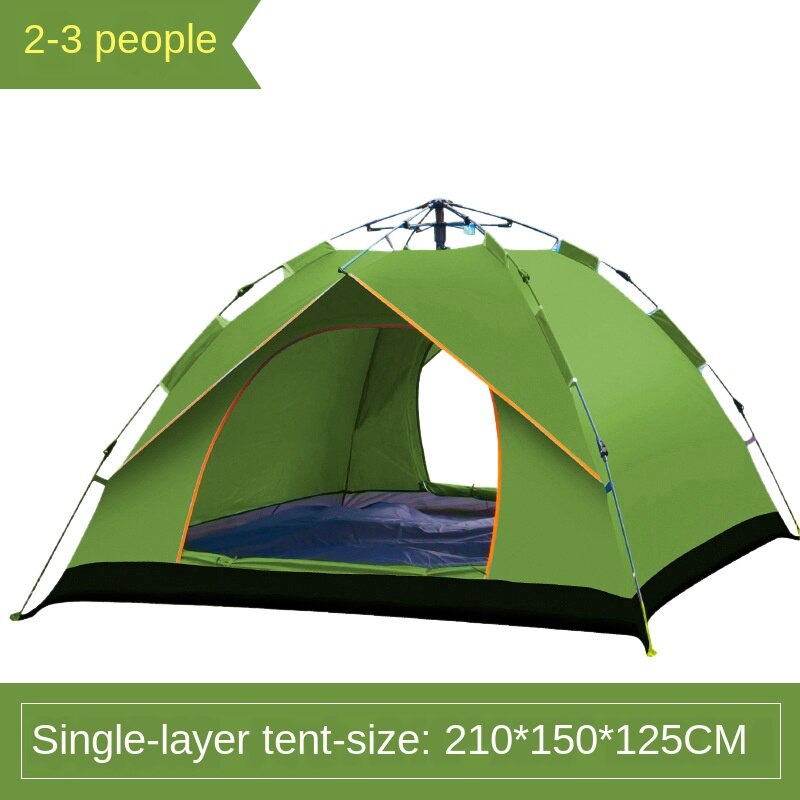 Fully Automatic Tent Outdoor 3-4 People Thick Water Resistant Double Camping Open Country Camping Tent: green