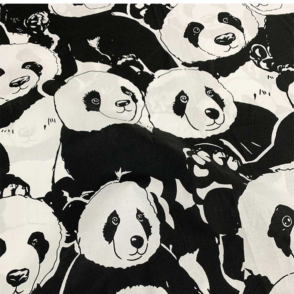Tela de algodón de imitación de seda de 1 metro, prenda impresa de Panda chino, Patchwork, costura hecha a mano, ropa de verano para niños