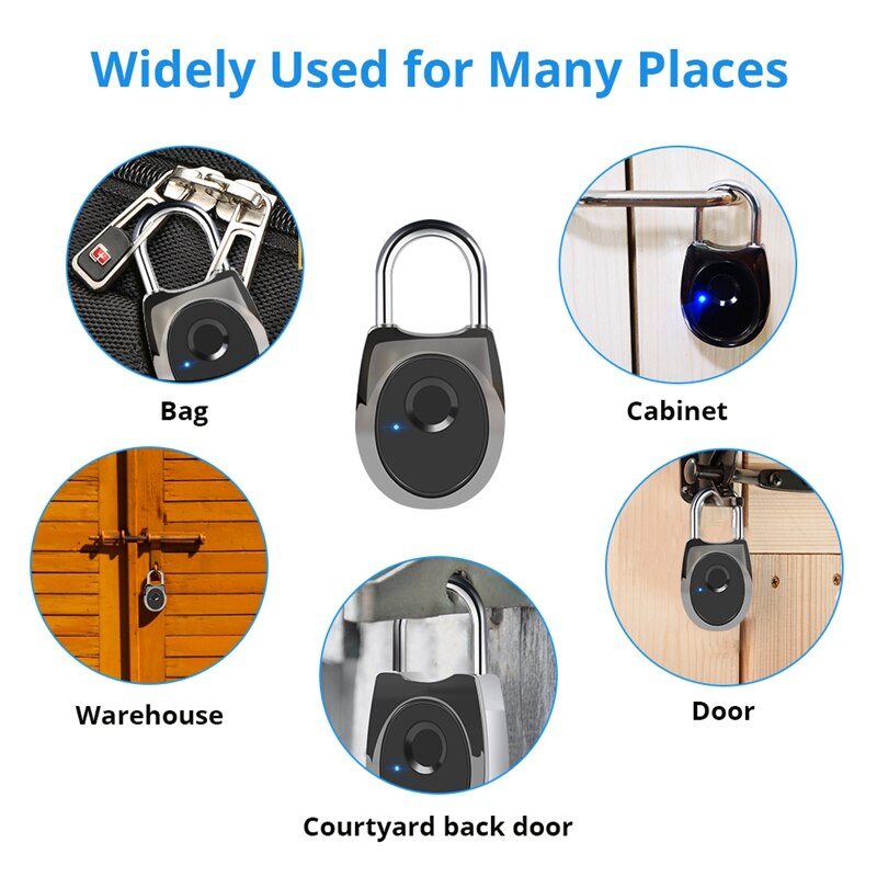 Usb Smart Oplaadbare Keyless Vingerafdruk Deurslot Waterdicht Anti-Diefstal Draagbare Fechadura Digitale Lock Voor Deur Bagage