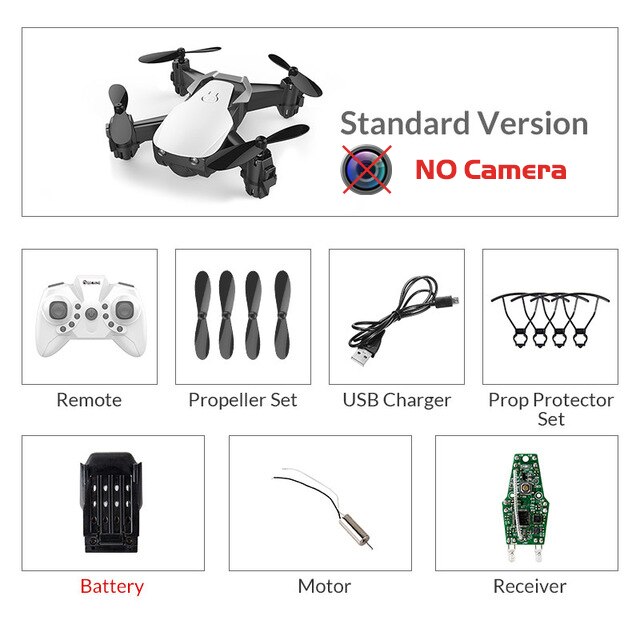 Eachine E61 Mini Drone Hight Hold Mode RC Quadcopter RTF WiFi FPV Foldable Helicopter VS HS210: whitestandard1batter