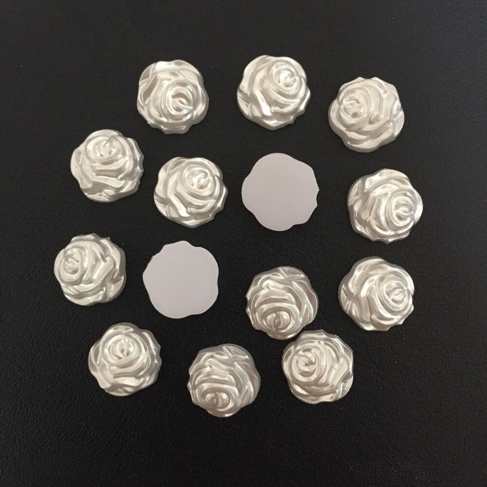 30 stks 12mm wit plastic Rose flower Bead plaksteen Plakboek/Ambachtelijke Plaksteen Kralen DIY bruiloft decoratie B082
