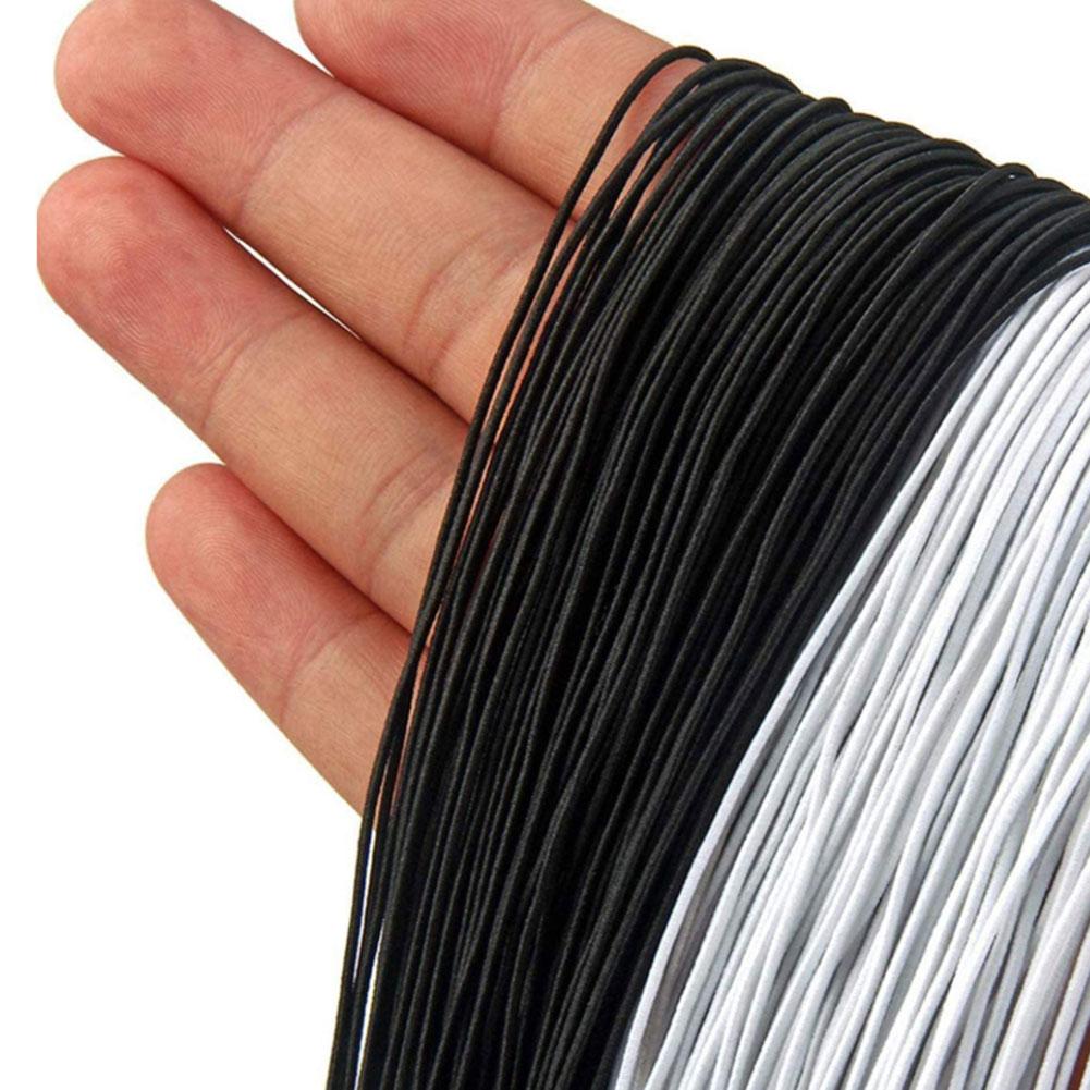 Rollo de 100m de hilo elástico redondo para máscara, pulsera de cristal, accesorios para fabricación de mascarillas, 1mm/2mm, negro y blanco