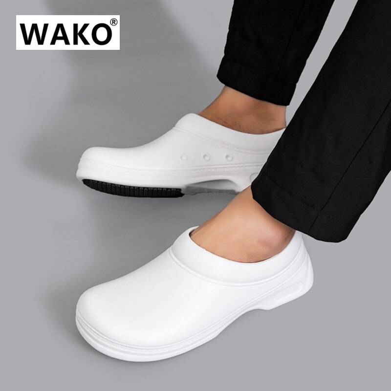 white kitchen shose men slip on waterproof EAV rainboots anti slip 2022 couple waterproof water shoes for men