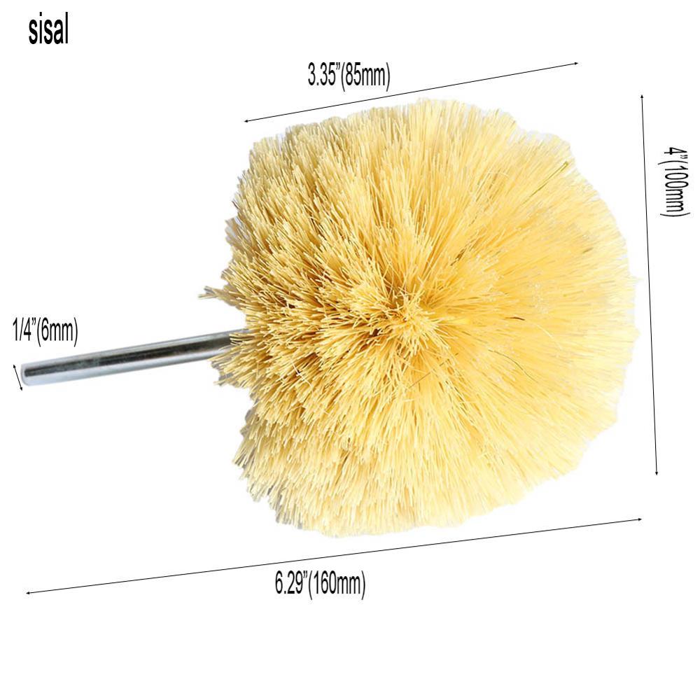 2PCS Abrasive Sisal Filament &amp; Horse Hair Brush Polishing Grinding Head Woodworking Furniture For Drill Rotary Tools shank 6mm: 2pcs Dometype sisal