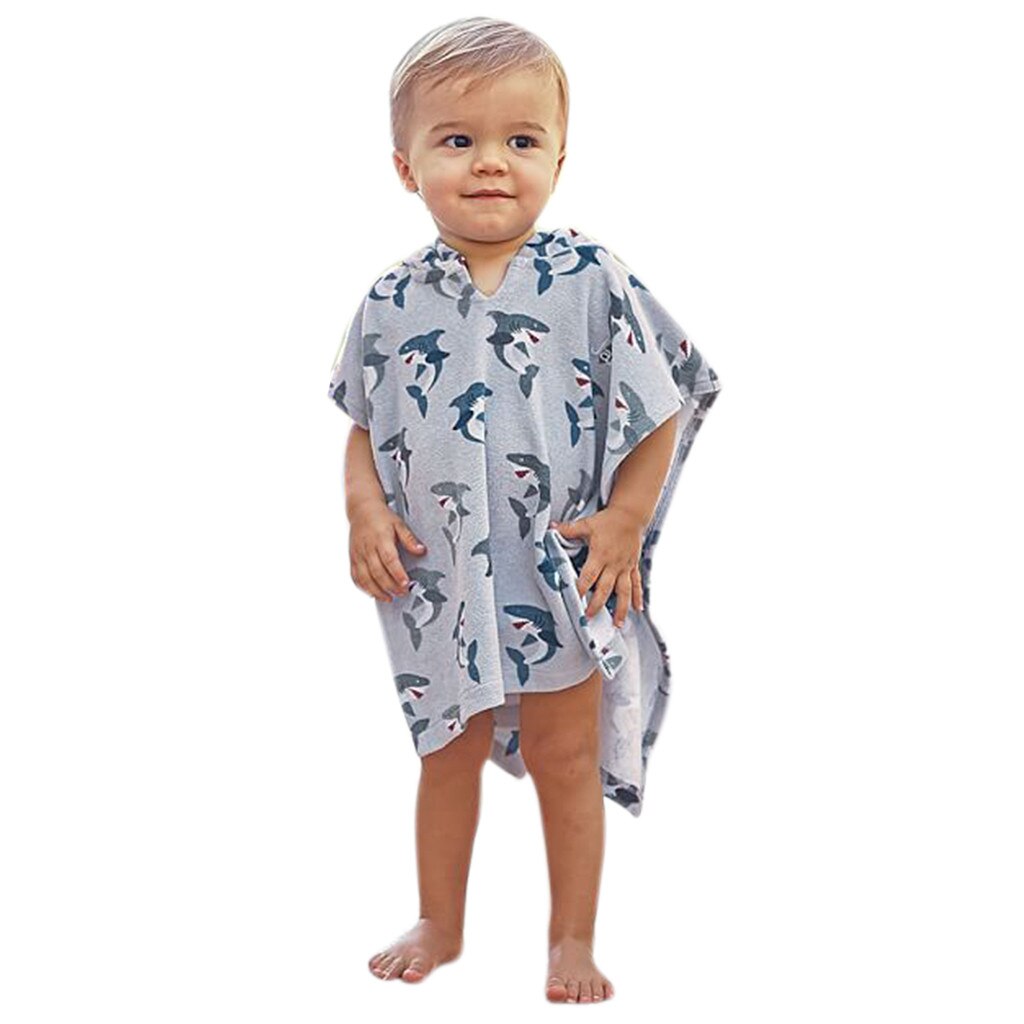 Arloneet gutt jente låve Strand bading hette tegneserie hai håndkle poncho skifte kappe baby jente gensere takrenne hettegenser aug